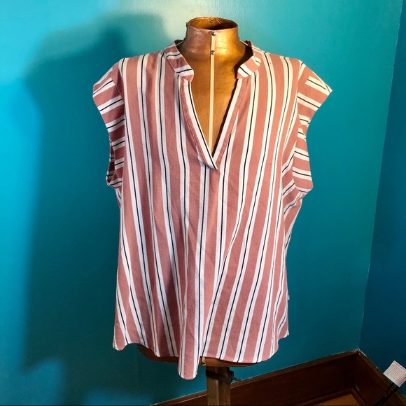 2XL Plus Size Pink Striped Blouse - Picture 1 of 4